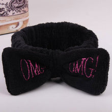 Load image into Gallery viewer, 2019 New OMG Letter Coral Fleece Wash Face Bow Hairbands For Women Girls