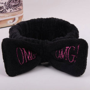 2019 New OMG Letter Coral Fleece Wash Face Bow Hairbands For Women Girls