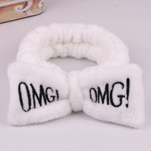 Load image into Gallery viewer, 2019 New OMG Letter Coral Fleece Wash Face Bow Hairbands For Women Girls