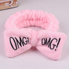 Load image into Gallery viewer, 2019 New OMG Letter Coral Fleece Wash Face Bow Hairbands For Women Girls