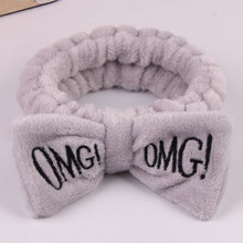 Load image into Gallery viewer, 2019 New OMG Letter Coral Fleece Wash Face Bow Hairbands For Women Girls