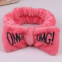 Load image into Gallery viewer, 2019 New OMG Letter Coral Fleece Wash Face Bow Hairbands For Women Girls