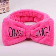 Load image into Gallery viewer, 2019 New OMG Letter Coral Fleece Wash Face Bow Hairbands For Women Girls