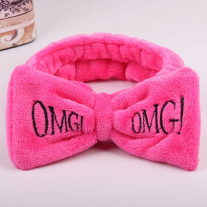 2019 New OMG Letter Coral Fleece Wash Face Bow Hairbands For Women Girls