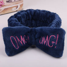 Load image into Gallery viewer, 2019 New OMG Letter Coral Fleece Wash Face Bow Hairbands For Women Girls