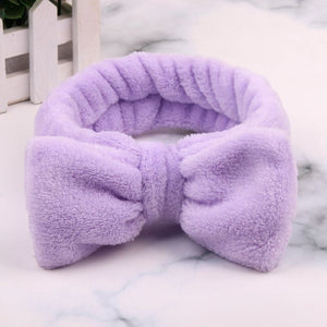 2019 New OMG Letter Coral Fleece Wash Face Bow Hairbands For Women Girls