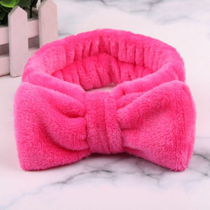 2019 New OMG Letter Coral Fleece Wash Face Bow Hairbands For Women Girls